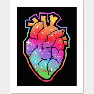 Rainbow anatomical heart Posters and Art